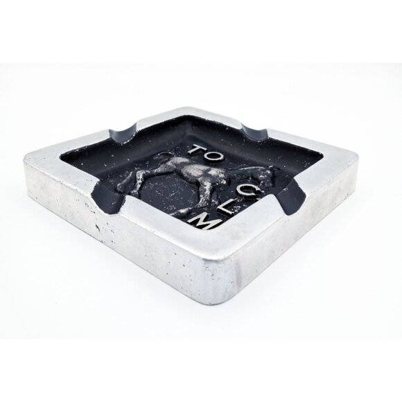 Metal Horse Ashtray Vintage Silver-Tone Inscribed to C.L.M. Tobacciana 1970s - Picture 9 of 14